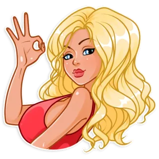 👌 mujer, rubia, pegatina, gesto ok whatsapp sticker