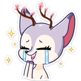 😭 Hirsch, Cartoon, Tier, süß, Glitzer, weinend, fröhlich, Emotion whatsapp sticker