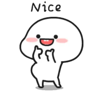 👍 Nice niedlich, weiß, fröhlich, Cartoon, lächelnd telegram sticker