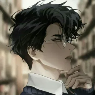 🥀 personnage, homme, lunettes, penser, livres, bibliothèque telegram sticker