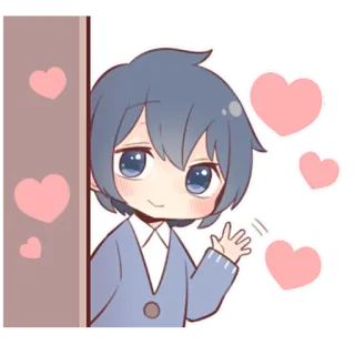 ☺️ 만화, 애니메이션, 하트, 카와이, 귀여운, 사랑, 손 흔들기 telegram sticker