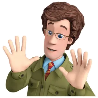 😨 Trevor Evans Fireman Sam 消防员山姆, 卡通, 眼镜, 书呆子, 工程师 telegram sticker