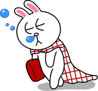 😪 Brown LINE FRIENDS kelinci, mengantuk, sakit, kartun, imut, LINE FRIENDS telegram sticker