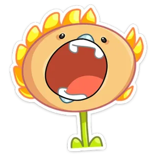 😮 Blume, Pflanze, Cartoon, Ausdruck, Mund, Schreien whatsapp sticker