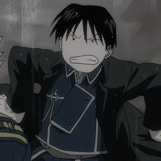 💙 Roy Mustang Fullmetal Alchemist Roy Mustang, Fullmetal Alchemist, anime, manga, yelling, angry, fictional character, reaction telegram sticker
