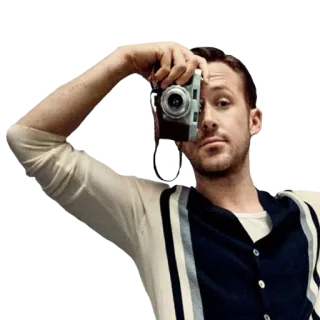 📷 Ryan Gosling acteur, beroemdheid, man, camera, fotograaf whatsapp sticker