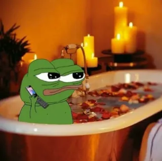 😻 Pepe the Frog pepe, rana, bañera, meme, relajante, personaje, teléfono telegram sticker