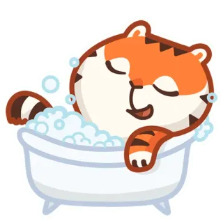 🛀 tiger, bath, bubbles, cute, relaxing, cartoon, animal telegram sticker