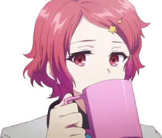 ⚜ Anime, Personagem, Bebendo, Fofo, Rosa whatsapp sticker