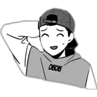 😅 cartoon, anime, happy, sweat, hat, cap telegram sticker