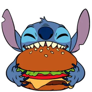 🍔 Stitch Lilo & Stitch Burger, Essen, Cartoon, Süß, Alien, Lustig telegram sticker