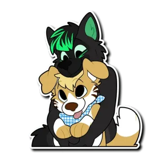 🤗 furry, hug, cuddle, cute, anthropomorphic, animal, affectionate, sticker telegram sticker
