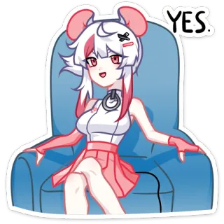👍 YES. Anime, Personaje, Dibujo animado, Silla, Sentado, Lindo telegram sticker