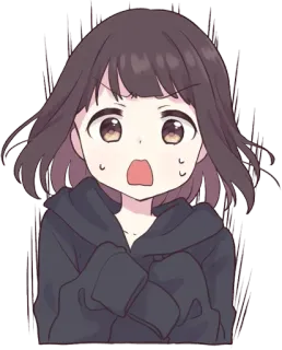 😱 chica anime, dibujos animados, personaje, expresión de sorpresa, preocupado telegram sticker