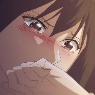 🎶 anime, piangere, triste, emotivo, primo piano whatsapp sticker