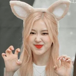 🌟 Rose (Blackpink) kpop, chanteur, mignon, oreilles, rose, blackpink telegram sticker