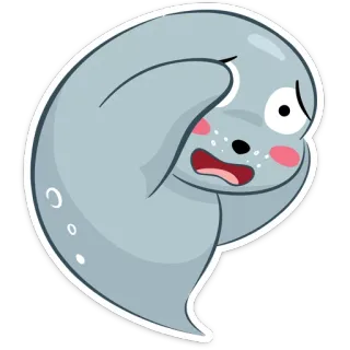 😰 Cartoon, Seehund, niedlich, schüchtern, errötend, Tier telegram sticker