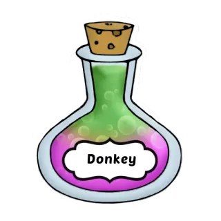 🐴 Donkey potion, bottle, magic, fantasy, green liquid, pink liquid, cartoon, sticker telegram sticker
