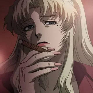 🙂 Revy Black Lagoon Anime, Frau, Zigarette, Blond, Waffe whatsapp sticker
