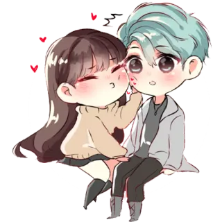 ❤️ kawaii, coppia, carino, anime, chibi, romance, cartone animato telegram sticker