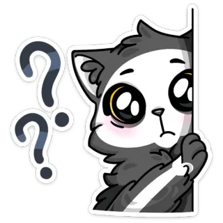 🤨 gato, pregunta, lindo, animal, dibujo animado, pegatina, preocupado, confundido whatsapp sticker