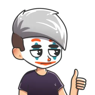🤡 наклейка, мультфильм, персонаж, большой палец вверх, джокер, маска telegram sticker