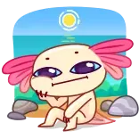 🤔 axolotl, cartoon, strand, schattig telegram sticker
