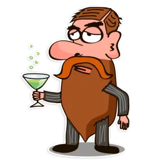 🍸 Cartoon, Mann, Getränk, Bärtig, Cocktail, Party, Alkohol telegram sticker