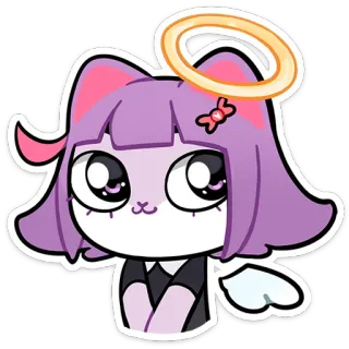 😇 การ์ตูน, แมว, นางฟ้า, น่ารัก, คาวาอิ, สติกเกอร์ whatsapp sticker
