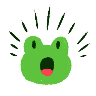 😲 rana, scioccato, sorpreso, cartone animato, animale, verde, kawaii, carino whatsapp sticker