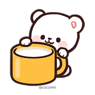🥛 ours, lait, tasse, mignon, kawaii whatsapp sticker