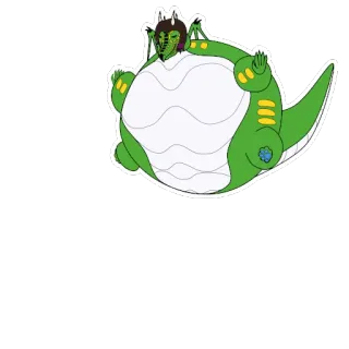❣ fantasy creature, cartoon, green, character, illustration, animal telegram sticker