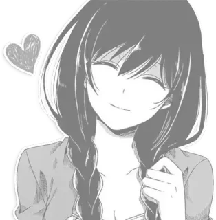 😊 애니메이션, 여자, 하트, 만화, 행복, 만화 telegram sticker