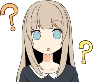 ❓ Anime, Pregunta, Confusión, Incertidumbre, Signo de interrogación, Dibujo animado, Mujer, Chica telegram sticker