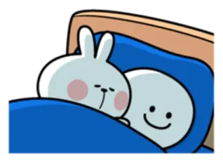😴 mignon, dormir, lapin, dessin animé, kawaii, lit, nuit telegram sticker