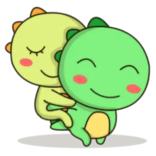 💗 dinosauro, carino, cartoni animati, amicizia, abbraccio, animale whatsapp sticker