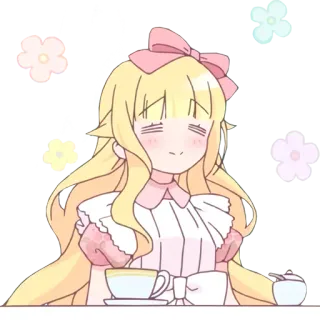 🥰 Kreskówka, Anime, Słodkie, Dziewczyna, Herbata, Kawaii, Pastelowe, Rysunek telegram sticker