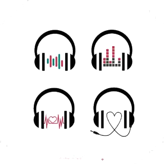 🎧 auriculares, música, onda sonora, corazón, frecuencia telegram sticker