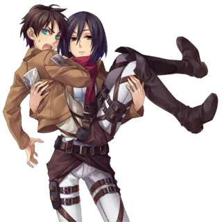 ❤ Mikasa Ackerman Attack on Titan Anime, Cartoon, Personage, Kunst, Manga, Fantasy telegram sticker