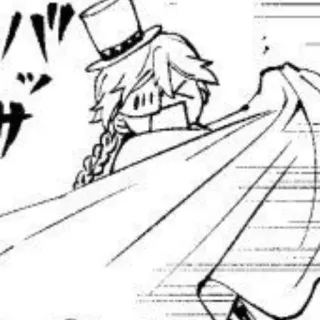 😫 manga, cartoon, top hat, cloak, braid telegram sticker