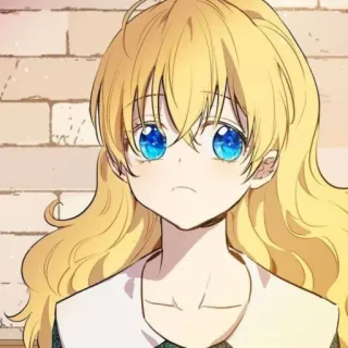 👑 fille, cheveux blonds, yeux bleus, animé, manga, dessin animé telegram sticker
