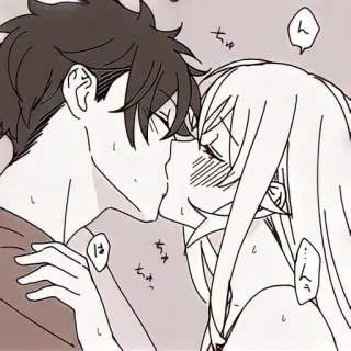 🌟 hôn, anime, lãng mạn, cặp đôi, tình yêu, manga whatsapp sticker