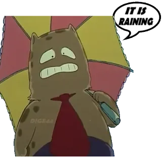 🌧 IT IS RAINING deszcz, parasol, kreskówka, smutny, krawat telegram sticker