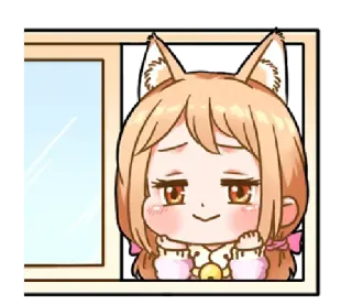 😌 Anime, Ragazza gatto, Carino, Kawaii, Chibi, Finestra telegram sticker