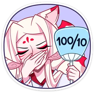 👍 100/10 Anime, Fille renard, 10/10, Mignon, Sticker telegram sticker