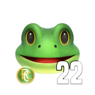 🐸 22 rana, verde, número 22, dibujos animados, animal, emoji telegram sticker
