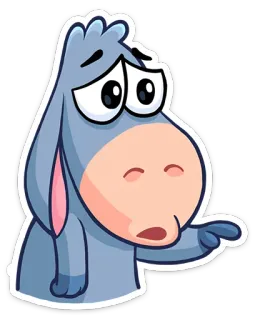 😕 漫画, ロバ, 指差し, 動物 telegram sticker