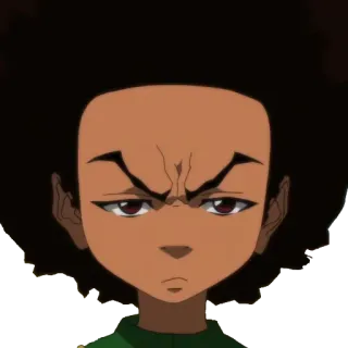 😠 Huey Freeman The Boondocks huey, kartun, serius, marah, afro telegram sticker