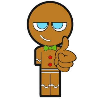 👍 Gingerbread Man пряничный человечек, мультфильм, печенье, праздник, милый, дружелюбный, большой палец вверх telegram sticker