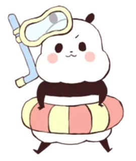 🏊 Panda, Zwemmen, Schattig, Cartoon, Dieren telegram sticker